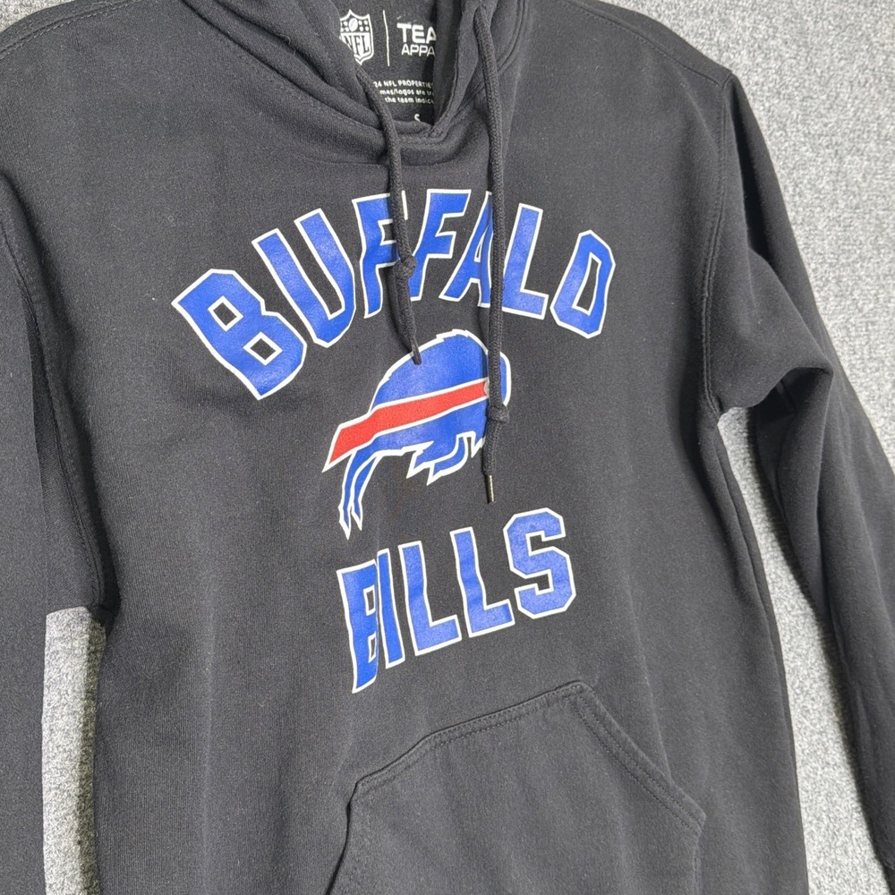 NFL Team Apparel Buffalo Bills Hoodie Men Small S Black Arch Pullover Sweatshirt - Picture 2 of 7
